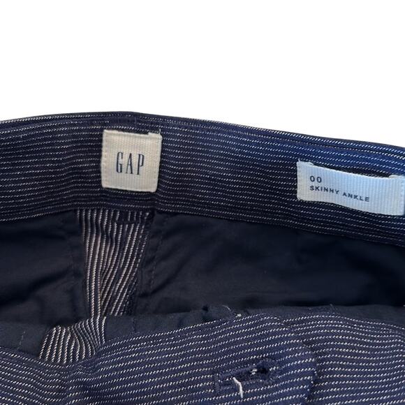 GAP Pants Navy Blue Striped Skinny Ankle Chino Casual Dress Pants Size 00 - Picture 5 of 5